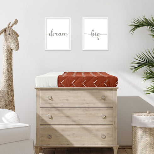 Sweet Jojo Designs Boho Arrow Boy Girl Baby Nursery Changing Pad Cover - Ivory Burnt Orange Rust Off White Farmhouse