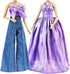 2 Sets Set 11.5 Inch E-TING Doll's Dream Outfits: Shiny Glitzy Gala Purple Dress and Bell-Bottom Jeans for Girl Doll
