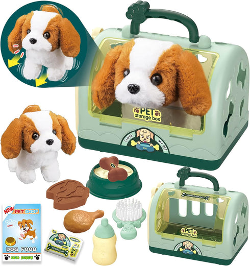 TEUVO Pet Care Play Set Robot Dog Toys for Kids, 12Pcs Kids