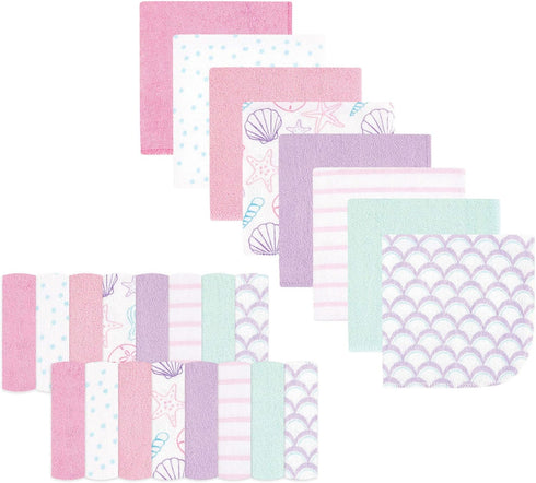 Hudson Baby Unisex Baby Rayon from Bamboo Washcloth Bundle, Sea Shells, One