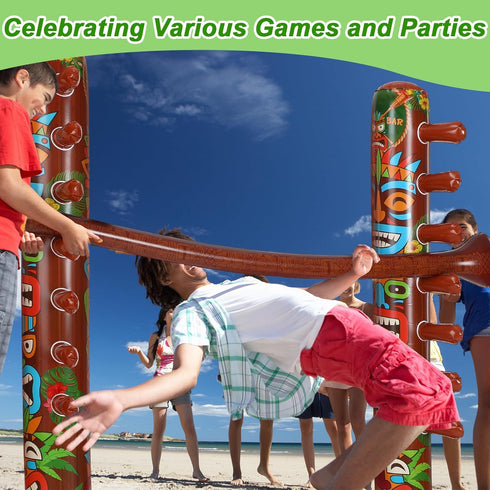 Jenaai Inflatable Tiki Limbo Game, Hawaiian Tropical Theme Fun Limbo Stick Limbo Pole for Tiki Party Decors, Summer