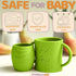 Open Cup Set for Baby, 2 Handled Open Tiny Cups for Toddlers, Transitional Training Silicone Cup, Green