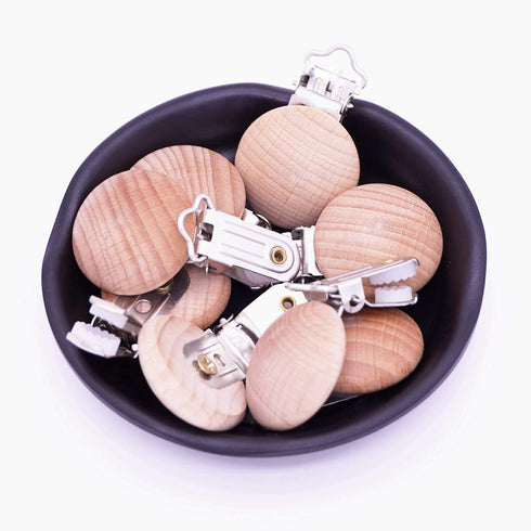 Dummy 30 Natural Beech Wood Round Pacifier Clips Silicone Pacifier Holder Suspender Clips Sutoyuen Wood Pacifier Clip