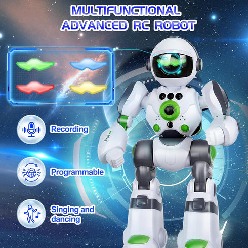 Programmable Robot Toys Gift for Kids: Remote Control Robot with Record Voice Music Dancing Gesture Control