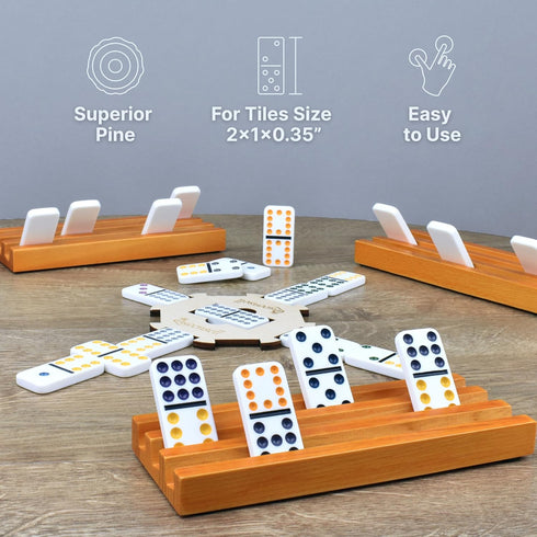 Set 4 Queensell Domino Holders for Mexican Train - Domino Trays of - Mexican Train Accessories - Domino Racks from
