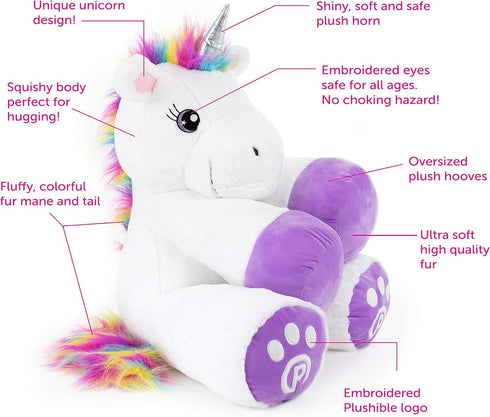 18" Plushible Poppy The Unicorn Stuffed Animal, Plush Unicorn Toy for Girls & Boys - Machine Washable Plush, Soft