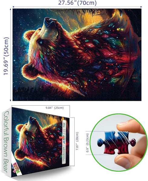 1000 27.5 19.7 inch MINIWAN Piece Puzzles for Adults, Colorful Brown Bear Puzzle for Adults, Hard Challenge Art Jigsaw