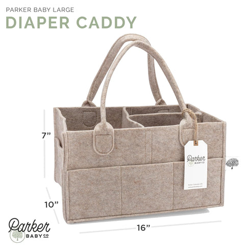 Parker Baby Diaper Caddy - Large Nursery Storage Bin and Car Organizer for Diapers and Wipes