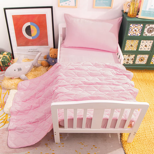 Set 4 Set NTBAY Toddler Bedding - Piece Soft and Breathable Crib Bedding for Boys and Girls, Includes Quilted