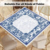 31.5" 31.5", Blue Chinoiserie Mahjong Mat x Vintage Blue Floral Non-Slip Noise Reduction Mahjong Table Cover