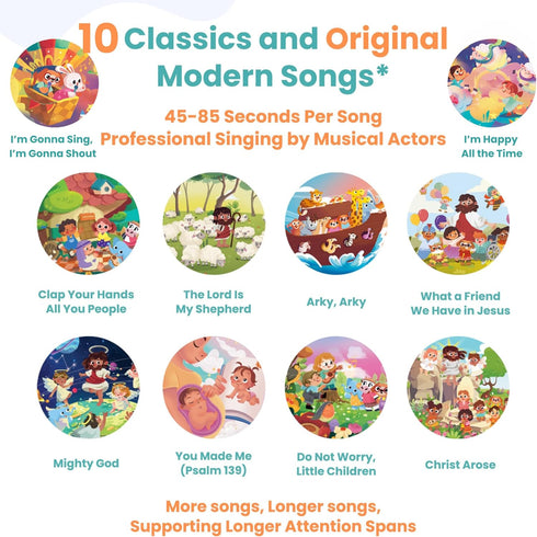 10 1-5, 1-3 GO GO Songs of Creation and Praise: Christian Baby Books with Songs, Singing Toy, Sound Play for Ages