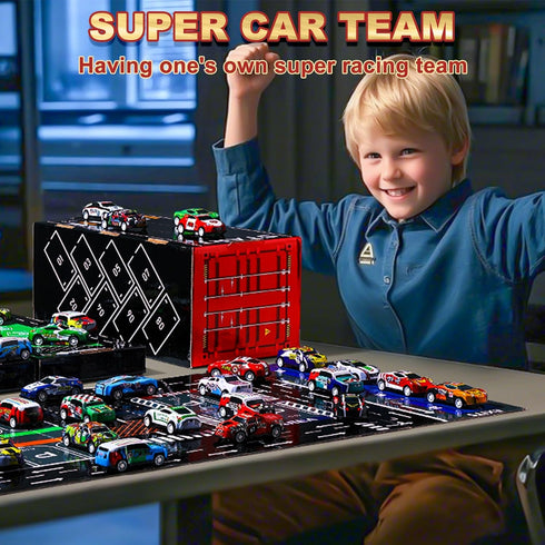 AIUAZA Set, Set 3, 4, 5, 6, 7, 8 (48 Children's mini Alloy car Rear Pull Back Cars Alloy Racing Toy, with Garage