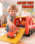 LADFAR 6 6 Set, 3 4 5 6 Construction Toy Trucks for Boys Girls, with Unique Music & Lights, Mini Pull-Back Vehicles
