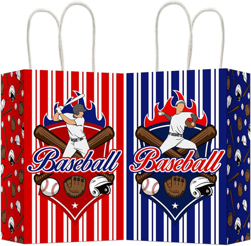 chiazllta 12 Pcs Baseball Party Treat Bags, Kids Boys Girls Gift Candy Goodie Snack Favor Bags for Sports Game