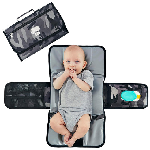 Black Grey Baby Camo Portable Diaper Changing Pad Waterproof Foldable Travel Mat