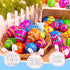 60 Pack 2.4 Inch Plastic Printed Easter Eggs, Fillable Empty Eggs Bulks for Easter Eggs Hunt, Easter Basket Stuffers