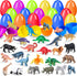 OCHIDO 24 Pack Prefilled Easter Egg With Animal Dinosaur Toy, Easter Basket