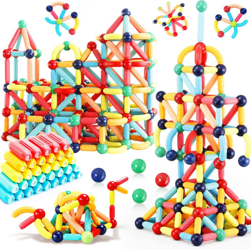 STEMTiles 64PCS Magnetic Building Blocks, Montessori Magnet Toys for Kids Toddlers, STEM Learning