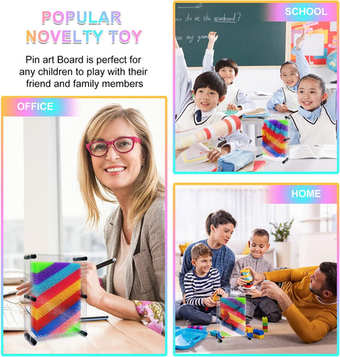 Hsxfl Classic 3D Pin Art Board Toy - 8in x 6in Large Size for Kids, Sensory Fidget Birthday Gifts