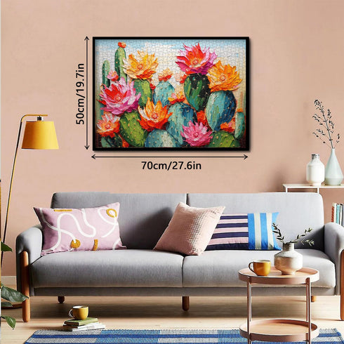 1000 Pieces Cactus Plant Puzzles for Adults - Colorful Succulent Flower Garden Art Jigsaw Puzzle