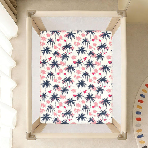 miaozhen 1 Pack 52x28 Cotton Baby Crib Sheets Soft Palm Tree Anime Valentines Toddler Bed Sheets for Nursery decoracion