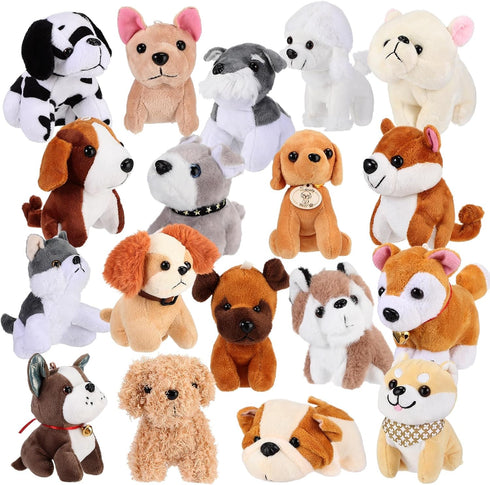 Aoriher 18 Pcs Mini Plush Dog Bulk - Cute Assorted Soft Plush Dog Puppy Toys, Small Stuffed Dogs for Party Favor
