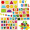 Kesletney Wooden Puzzles for Toddlers, Alphabet Number Shape Learning Toys for Kids, 3 in 1 Montessori