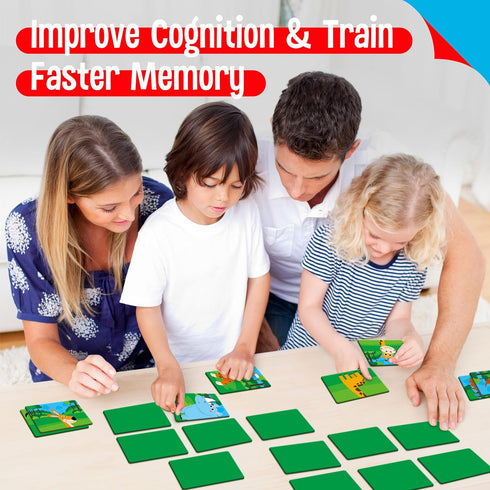 28 1-5 SpriteGru Jungle Animal Memory Game, Chunky Cards Wild Animal Head Tail Matching Game Players Memory Matching
