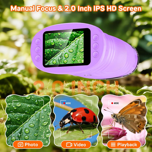 Ashfly 1000X 2.0" 4-6 8-12, Handheld Digital Microscope for Kids with IPS Screen, Easter Gifts Portable STEM Science