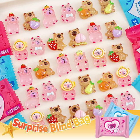 50 Packaged Pcs Random Mini Capybara with Glow in the Dark Feature, Individually Blind Bags Cute Collectible Resin Toys