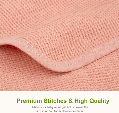HOMRITAR 100% Cotton Baby Blankets for Girls, Soft Breathable Waffle Blanket with Cute Koala Design, 30 Inch Pink