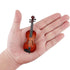 Dselvgvu Wooden Miniature Violin with Stand, Bow, and Case, Mini Musical Instrument Dollhouse Model Ornament Home