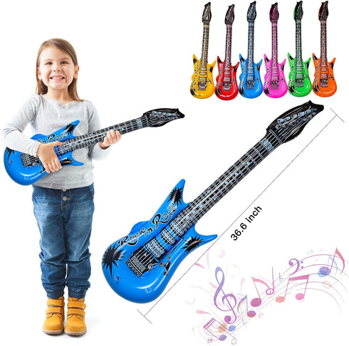 Set, 30 80s 90s Max Fun Inflatable Rock Star Toy PCS Party Decorations Inflatable Party Props Musical Instrument Blow