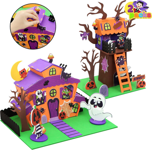 JOYIN 2 Pack Halloween Craft Kit, 3D Tree House and Pumpkin Haunted House, Art and Craft DIY Kits for Kids