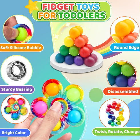 12Pack 3-5 5-7 Easter Basket Stuffers for Tollder Kids, Sensory Autism Toys for Toddler Autistic Travel Airplane Road