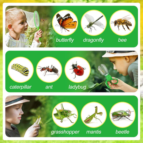 Kids Bug Habitat Outdoor Explorer Kit, 4Pcs, Green, for Ages 3-8