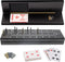 WE Games Wooden Cribbage Board Game Set with Storage, Black Stained Continuous