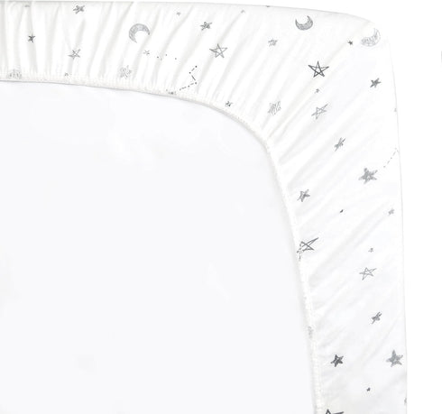 TL Care Printed 100% Natural Cotton Jersey Knit Cradle/Bassinet Sheet, 18 x 36 Fitted, Gray Stars and Moons