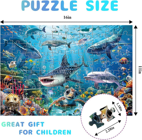 Puzzles for Kids Ages 4-10 - Underwater World Ocean 100 Pieces for Learning Educational Puzzle Toys
