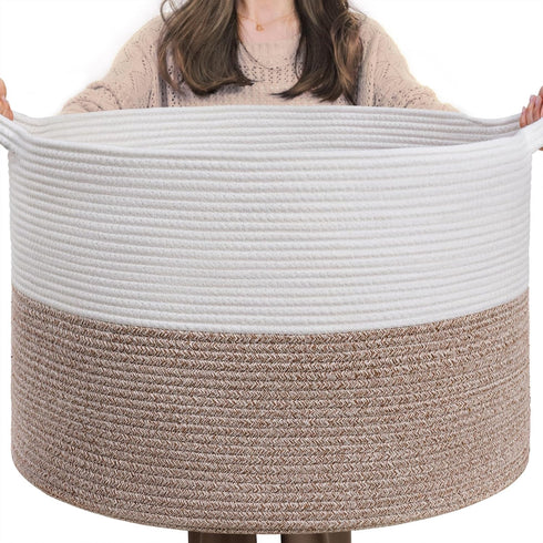 INDRESSME XXXLarge Blanket Basket for Living Room 21.7" x 21.7" x 13.8"-Storage
