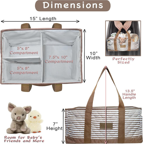 KIDSco. Baby Diaper Caddy. Portable Storage for Diapers, Wipes and Changing Table Essentials. A Nursery and Travel Must