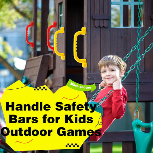 4 Pieces Kids Playground Safety Handles - Grab Handle Bars for Outdoor Playset, Backyard Playhouse Equipment