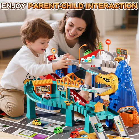 2-4 Set 7 3 4 5 6 7 8 MSKOLER Dinosaur Race Car Tracks for Toddlers Years, Dinosaur Climbing Hills Railcar, Toy Car