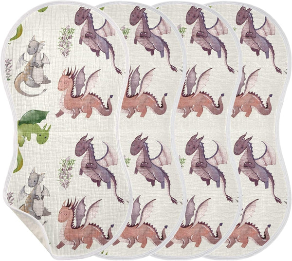 GOODOLD Cute Dragons Pattern Muslin Baby Burp Cloths - Super Absorbent and Soft