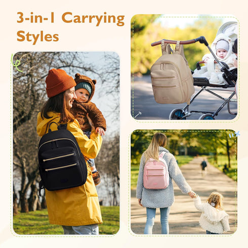 mommore Backpack Backpack Neoprene Diaper Bag Small Baby Bag Travel Mini Diaper for Newborn with Insulated Pockets