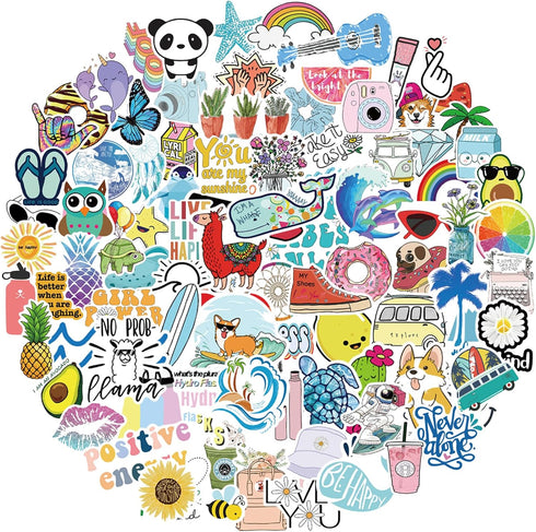 Bekayshad Stickers for Water Bottles, 100 Pack Cute Vsco Vinyl Aesthetic Waterproof Stickers for Teens