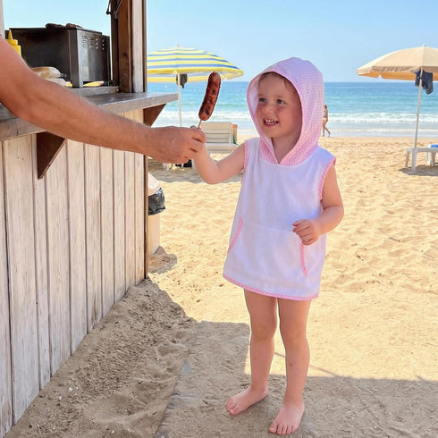 Summer (A-Pink,3-4T) Toddler Baby Girl Hooded Beach Towel Plaid Swim Cover Up Bath Towels Swim Poncho Swimsuit Cover Up