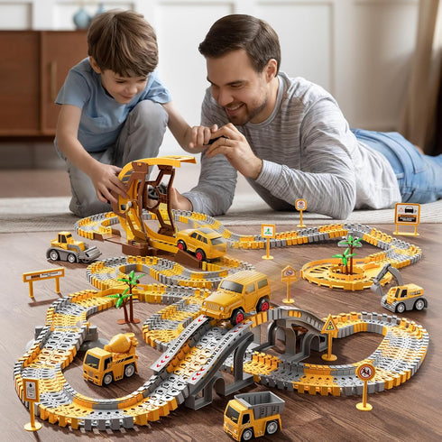 299 6 Playset 3 4 5 6 iHaHa PCS Construction Race Tracks Boys Toys, PCS Engineering Cars and Flexible Race Track Create