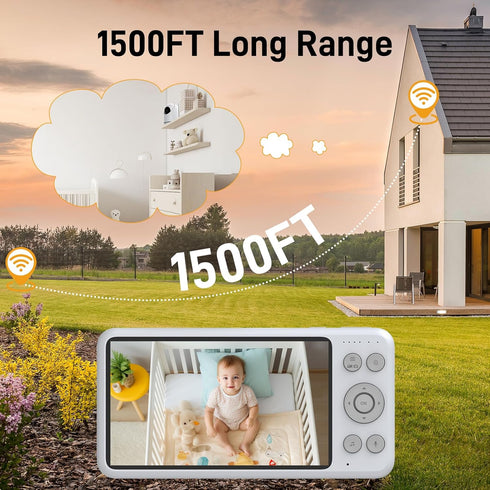NEWQ 1080P 2 HD Baby Monitor: No WiFi Display Clear Night Vision with Video Recording Feature, Temperature Sensor
