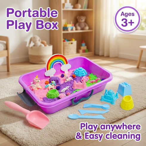 3 4 5 6 7 8 AGENTLAN Unicorn Sensory Bin, Unicorn Sensory Toys with Play Sand for Toddlers Boys and Girls, Kids Toys